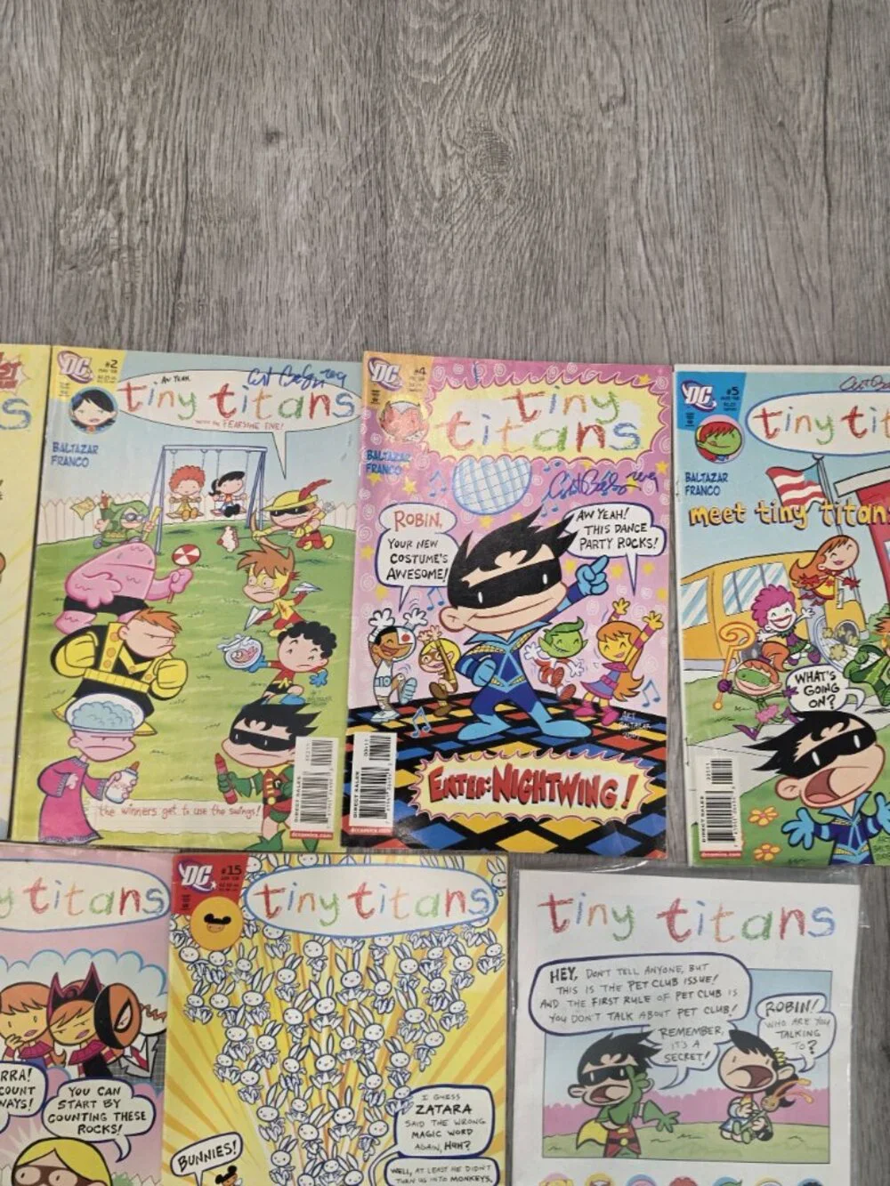 Tiny Titans Comic Lot Issues #2-5 & #11 Signed By Baltazar DC Comics 2008-2009